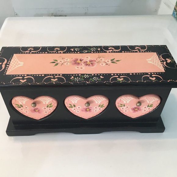 Other - Vintage Hand Painted Floral Wood Box
